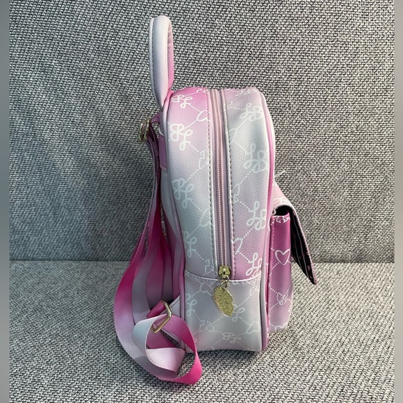 Betsey Johnson Pink and White Dome Backpack with Monogram - Picture 4 of 16
